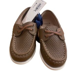 Janie & Jack Brown Classic Top-Sider Style Boat Shoes Leather Laces New Size 8